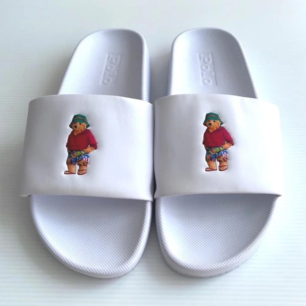 Polo Ralph Lauren Cayson Bear Pool White Sandals Sz 13 New - Picture 2 of 6
